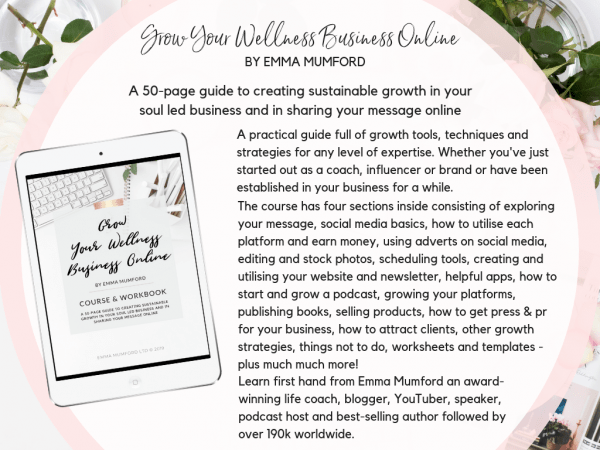 GROW YOUR WELLNESS BUSINESS ONLINE PDF & WORKBOOK COURSE | EMMA MUMFORD