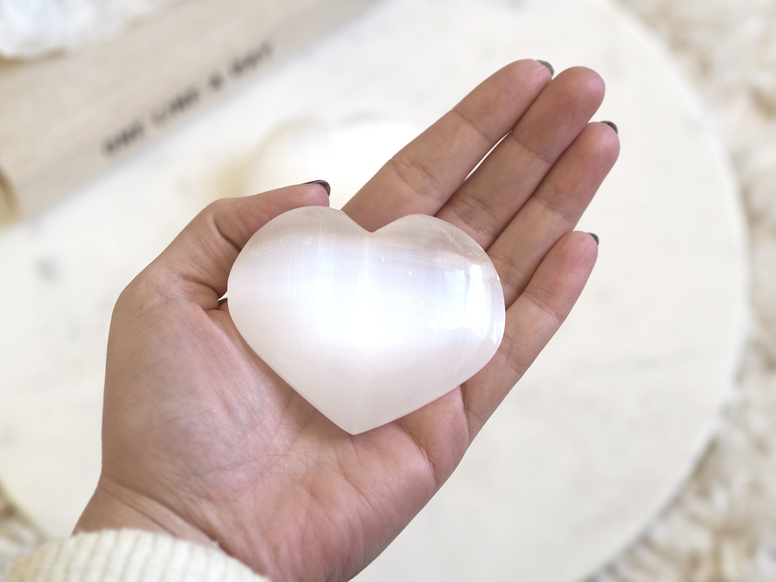 LARGE SELENITE HEART | LAW OF ATTRACTION STORE
