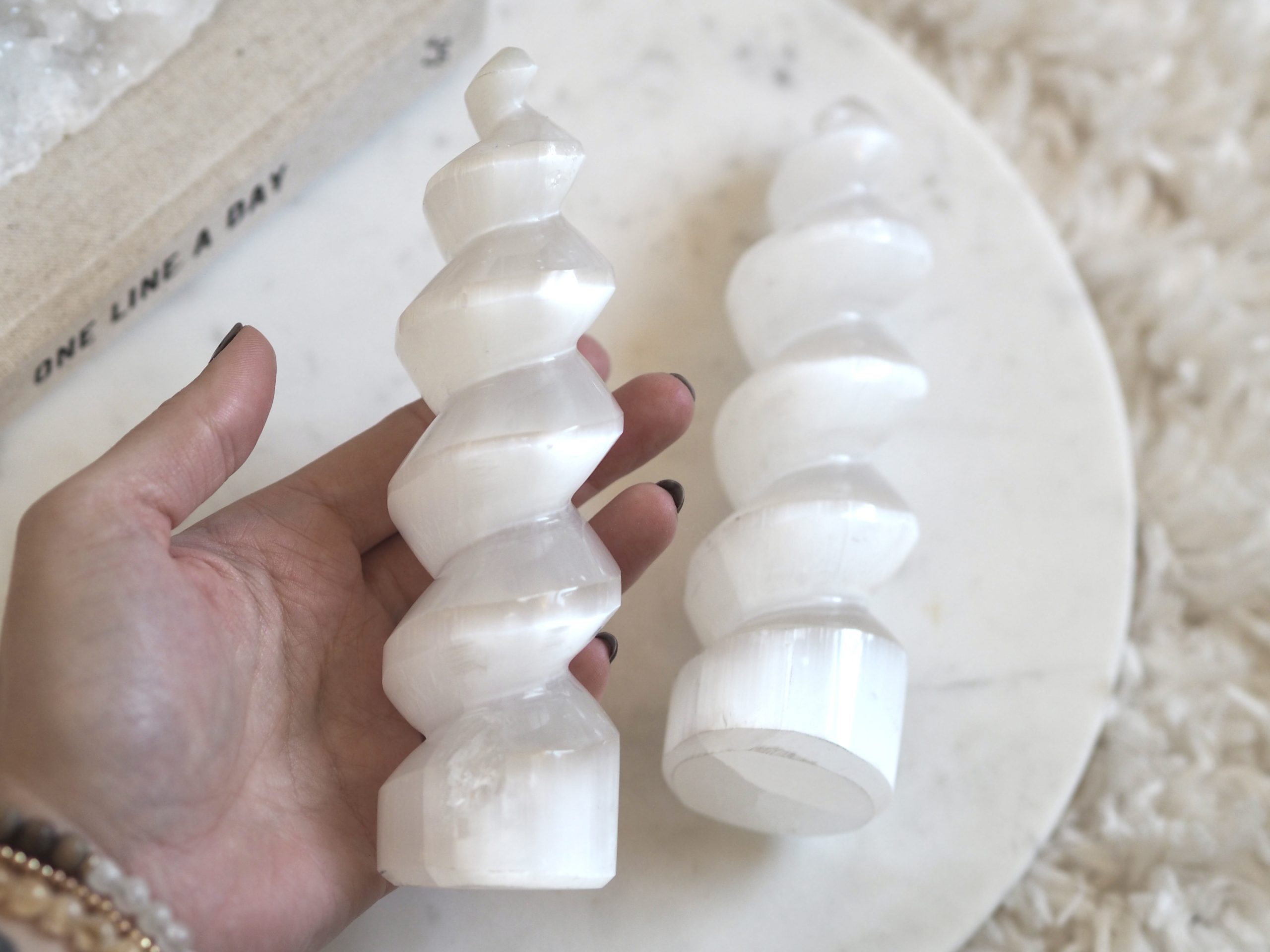 LARGE SELENITE HORN CRYSTAL | LAW OF ATTRACTION STORE
